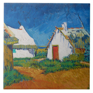 Van Gogh Three White Cottages in Saintes Maries Ceramic Tile