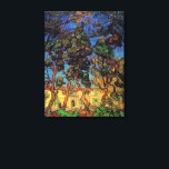 Van Gogh Trees in the Garden, Saint Paul Hospital Canvas Print<br><div class="desc">Trees in the Garden of Saint-Paul Hospital by Vincent van Gogh is a vintage fine art post impressionism landscape nature painting. A view of trees with a man in the gardens and the buildings of the hospital in the background. Van Gogh spent a year at the asylum in Saint Remy,...</div>