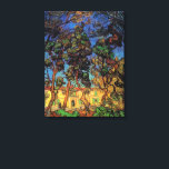 Van Gogh Trees in the Garden, Saint Paul Hospital Canvas Print<br><div class="desc">Trees in the Garden of Saint-Paul Hospital by Vincent van Gogh is a vintage fine art post impressionism landscape nature painting. A view of trees with a man in the gardens and the buildings of the hospital in the background. Van Gogh spent a year at the asylum in Saint Remy,...</div>