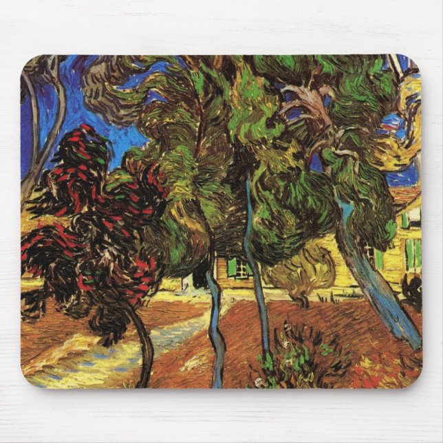 Van Gogh Trees in the Garden, Saint Paul Hospital Mouse Pad (Front)