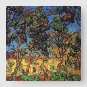 Van Gogh Trees in the Garden, Saint Paul Hospital Square Wall Clock