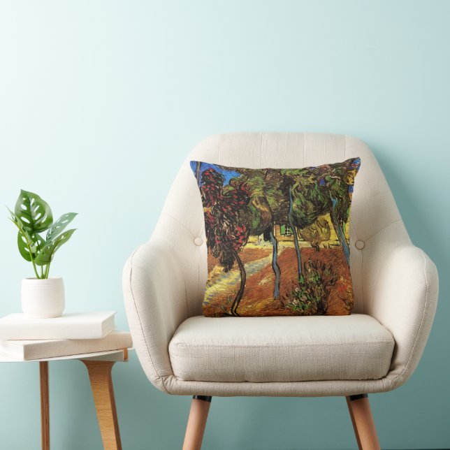 Van Gogh Trees in the Garden, Saint Paul Hospital Throw Pillow (Chair)
