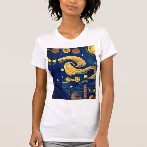 Van Gogh Tshirt AI_Generated Starry Night  T_Shirt