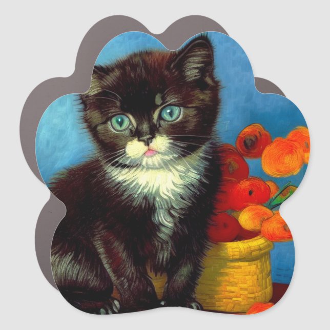 Van Gogh Tuxedo Cat  Car Magnet (Front)