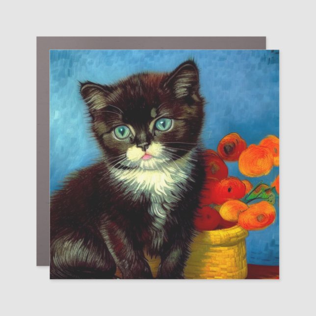 Van Gogh Tuxedo Cat  Car Magnet (Front)