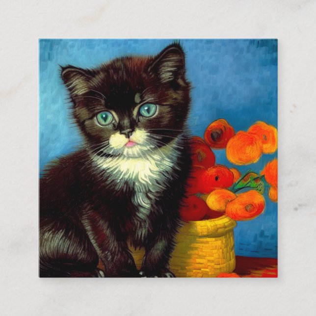Van Gogh Tuxedo Cat  Enclosure Card (Front)