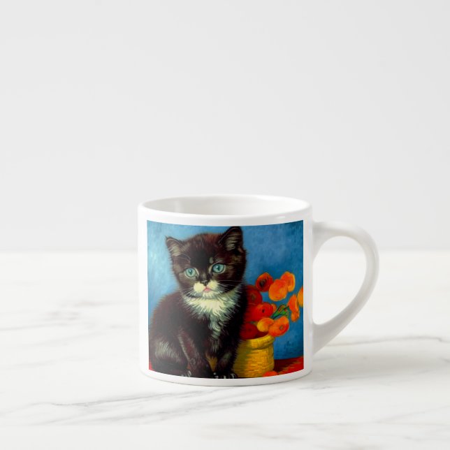 Van Gogh Tuxedo Cat  Espresso Cup (Right)