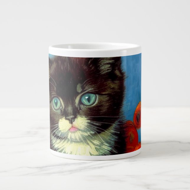 Van Gogh Tuxedo Cat  Giant Coffee Mug (Front)