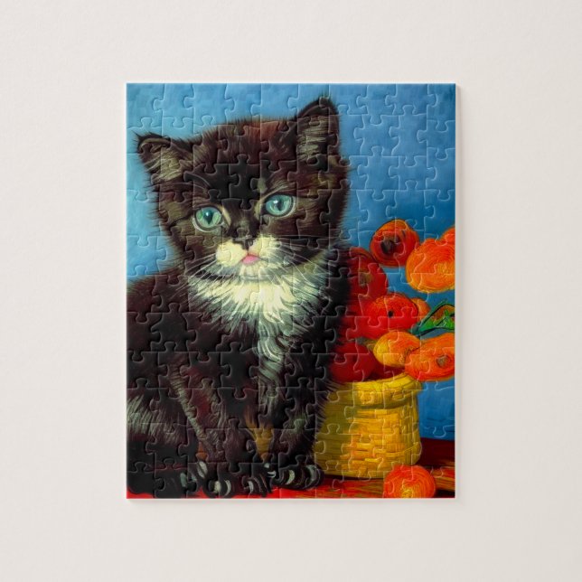 Van Gogh Tuxedo Cat  Jigsaw Puzzle (Vertical)