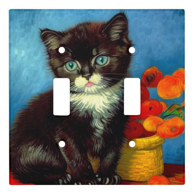 Van Gogh Tuxedo Cat  Light Switch Cover (Front)