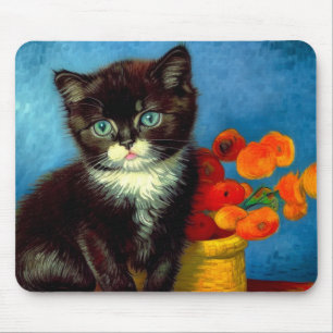 Van Gogh Tuxedo Cat Mouse Pad