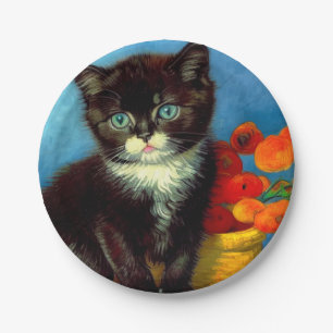 Van Gogh Tuxedo Cat  Paper Plates