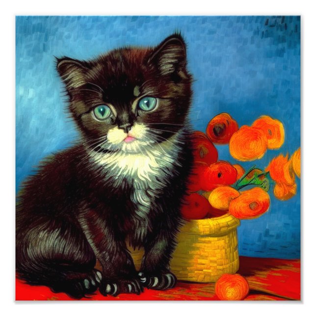 Van Gogh Tuxedo Cat  Photo Print (Front)