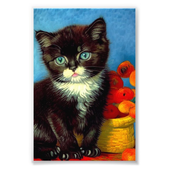 Van Gogh Tuxedo Cat  Photo Print (Front)