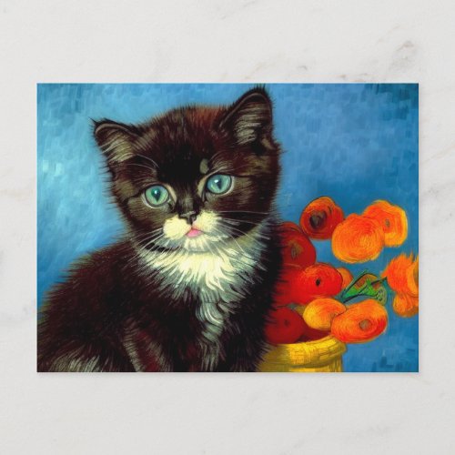 Van Gogh Tuxedo Cat  Postcard