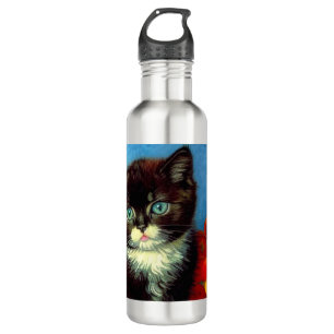 Van Gogh Tuxedo Cat Stainless Steel Water Bottle