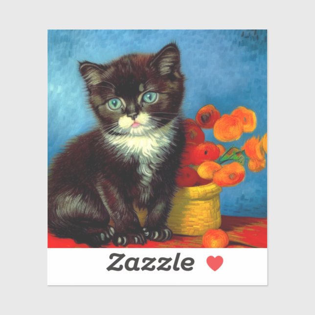 Van Gogh Tuxedo Cat  Sticker (Sheet)