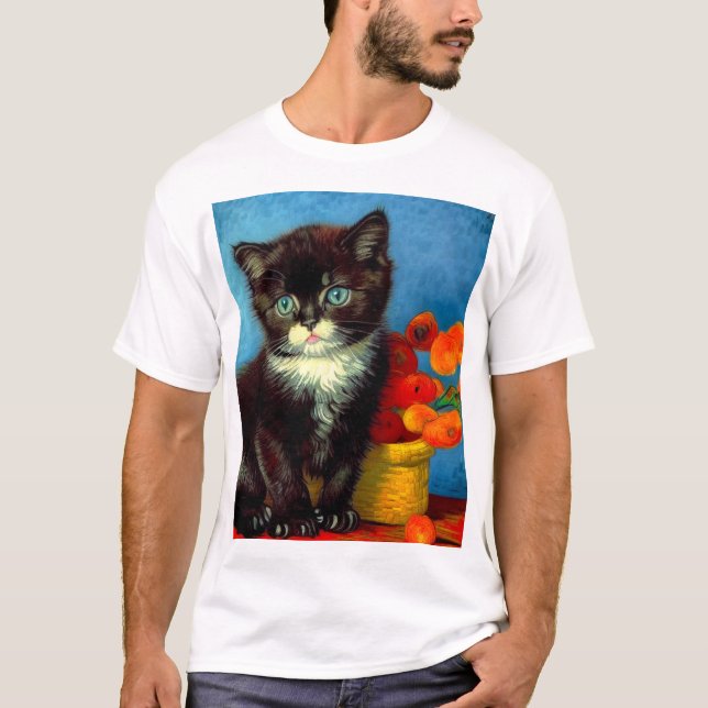 Van Gogh Tuxedo Cat  T-Shirt (Front)