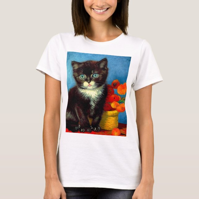Van Gogh Tuxedo Cat  T-Shirt (Front)