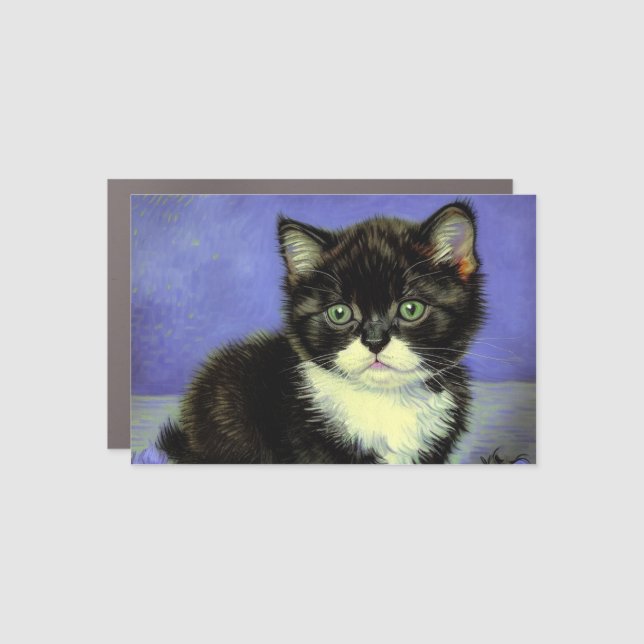 Van Gogh Tuxedo Kitten Car Magnet (Front)