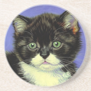 Van Gogh Tuxedo Kitten Coaster
