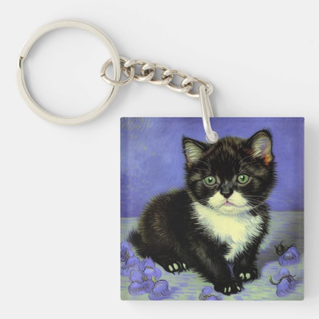 Van Gogh Tuxedo Kitten Keychain (Front)