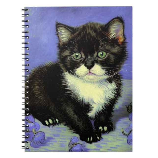 Van Gogh Tuxedo Kitten Notebook (Front)