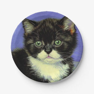Van Gogh Tuxedo Kitten Paper Plates