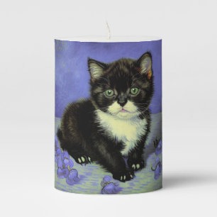 Van Gogh Tuxedo Kitten Pillar Candle