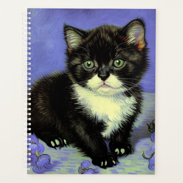 Van Gogh Tuxedo Kitten Planner (Front)