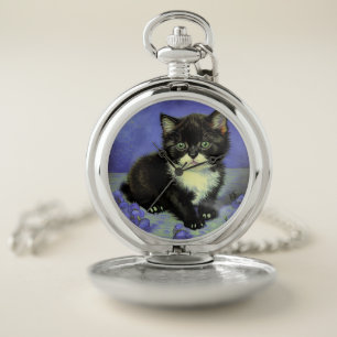 Van Gogh Tuxedo Kitten Pocket Watch