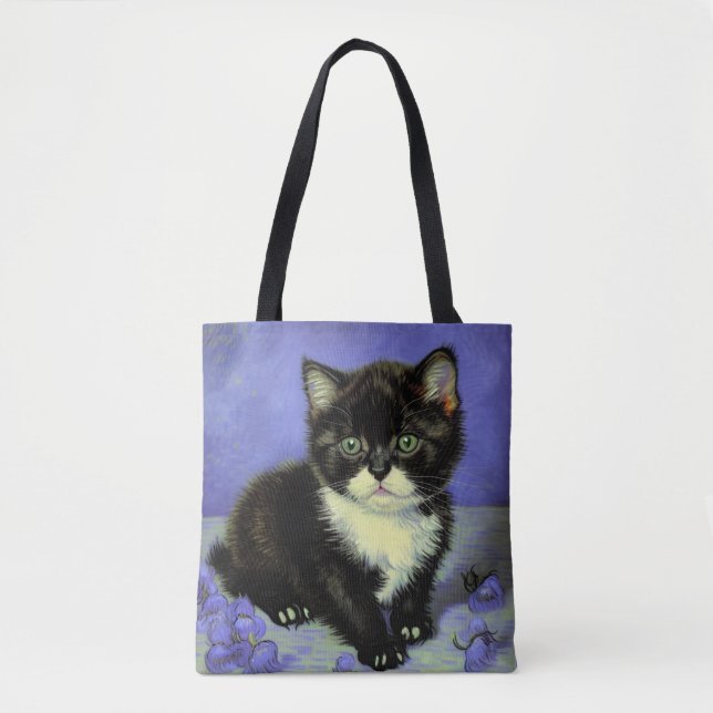 Van Gogh Tuxedo Kitten Tote Bag (Front)