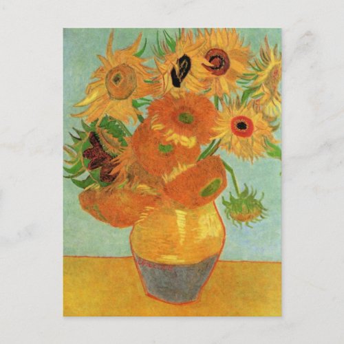 Van Gogh Twelve Sunflowers Vintage Save the Date Announcement Postcard