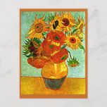 Van Gogh - Twelve Sunflowers with Mat Postcard<br><div class="desc">Vincent van Gogh's famous paining,  Twelve Sunflowers with Mat</div>