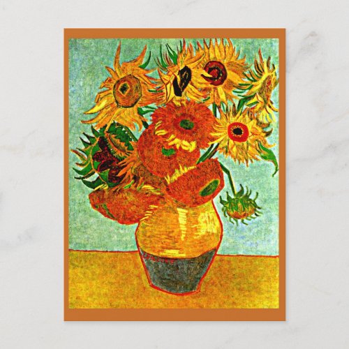 Van Gogh _ Twelve Sunflowers with Mat Postcard