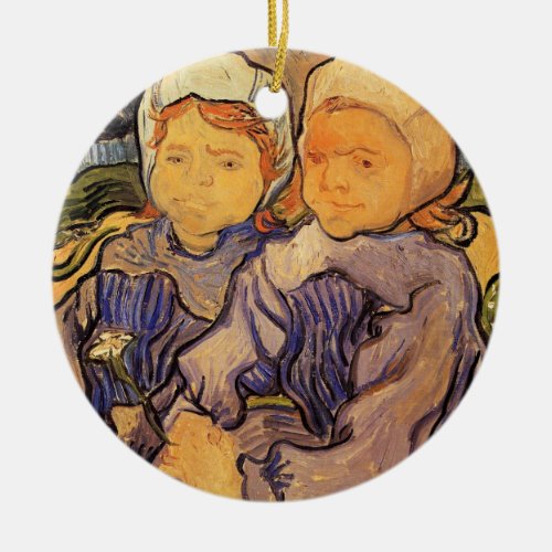 Van Gogh Two Children Vintage Impressionism Art Ceramic Ornament