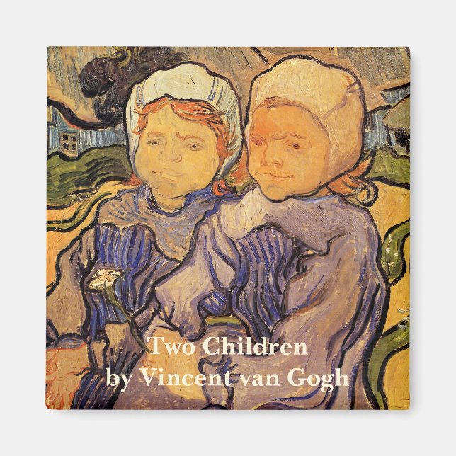 Van Gogh, Two Children, Vintage Impressionism Art Magnet (Front)