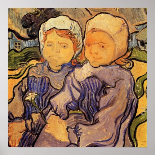 Van Gogh Two Children Vintage Impressionism Art Poster