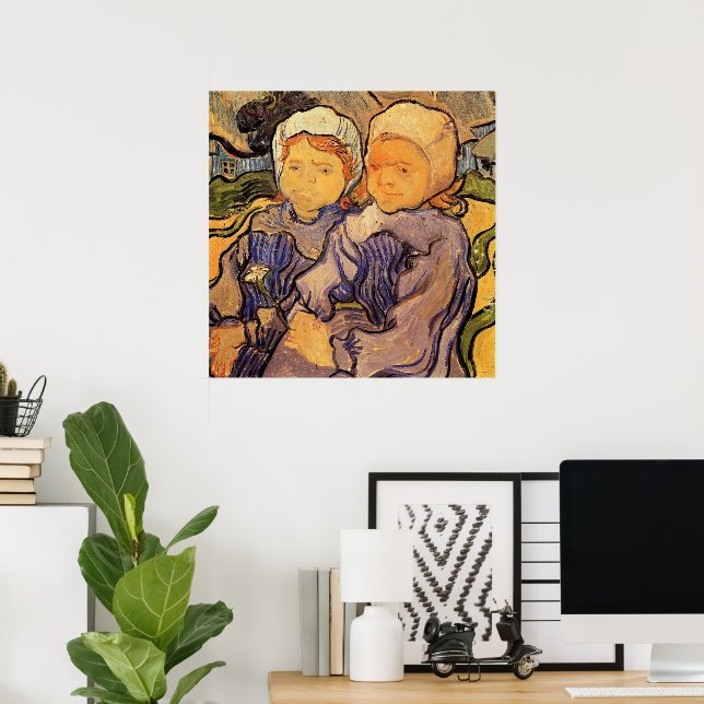 Van Gogh, Two Children, Vintage Impressionism Art Poster (Home Office)