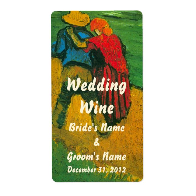 Van Gogh Two Lovers; Customizable Wedding Wine Label (Front)