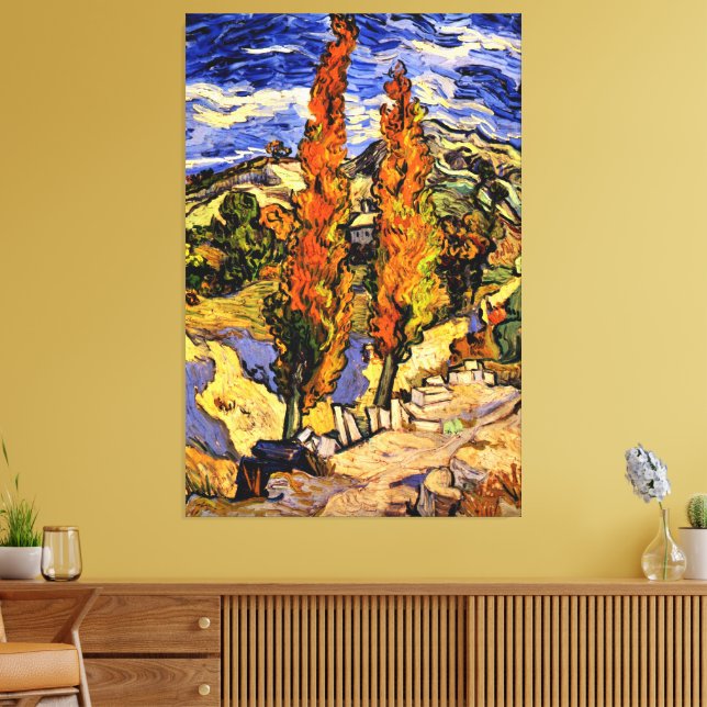 Van Gogh - Two Poplars on a Hill Canvas Print (Insitu(LivingRoom))