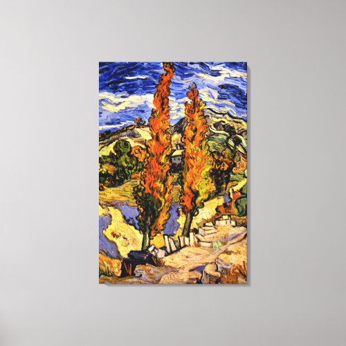 Van Gogh _ Two Poplars on a Hill Canvas Print