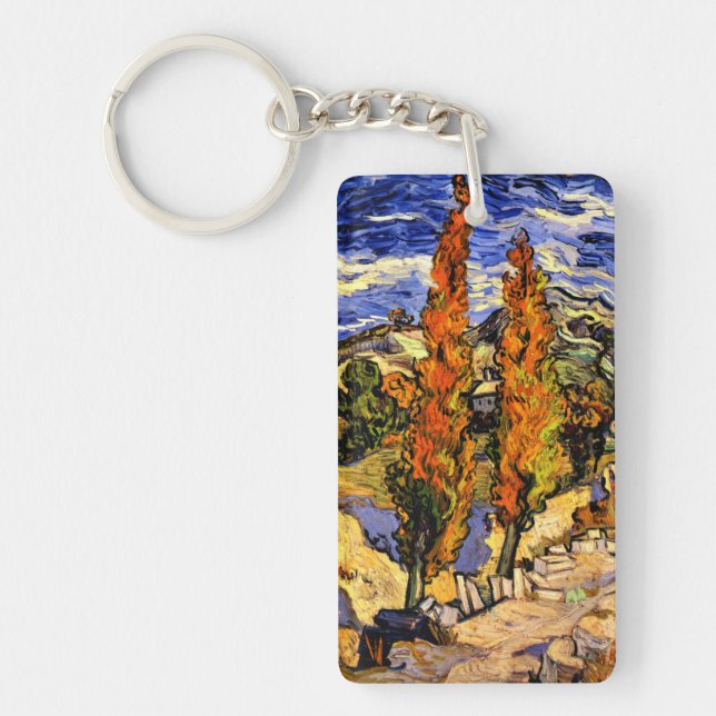 Van Gogh - Two Poplars on a Hill Keychain (Front)