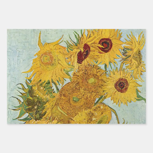 Van Gogh - Vase with 12 Sunflowers Wrapping Paper Sheets (Front)