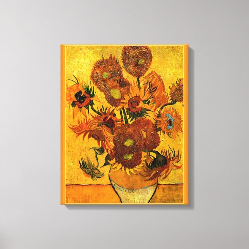 Van Gogh _ Vase with 15 Sunflowers Canvas Print
