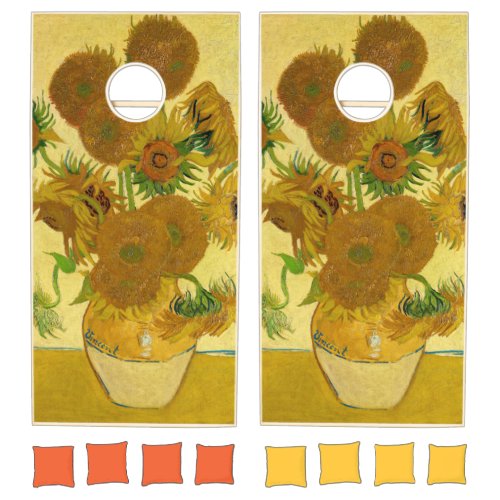 Van Gogh _ Vase with 15 Sunflowers Cornhole Set