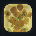 Van Gogh - Vase with 15 Sunflowers Paper Plates<br><div class="desc">Vase with Fifteen Sunflowers / Vase avec quinze tournesols - Vincent Van Gogh,  August 1888 - Sunflowers 1888 fouth version (F454)</div>