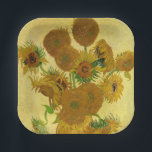 Van Gogh - Vase with 15 Sunflowers Paper Plates<br><div class="desc">Vase with Fifteen Sunflowers / Vase avec quinze tournesols - Vincent Van Gogh,  August 1888 - Sunflowers 1888 fouth version (F454)</div>