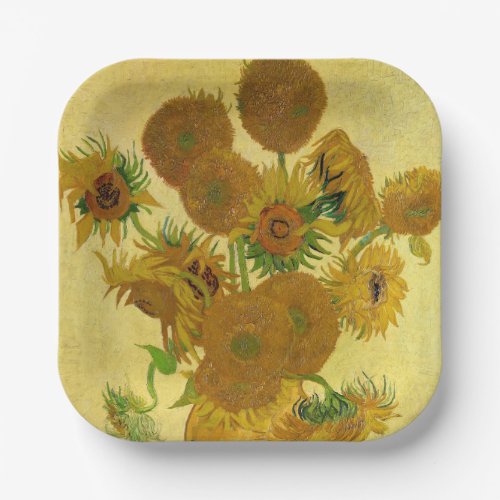 Van Gogh _ Vase with 15 Sunflowers Paper Plates