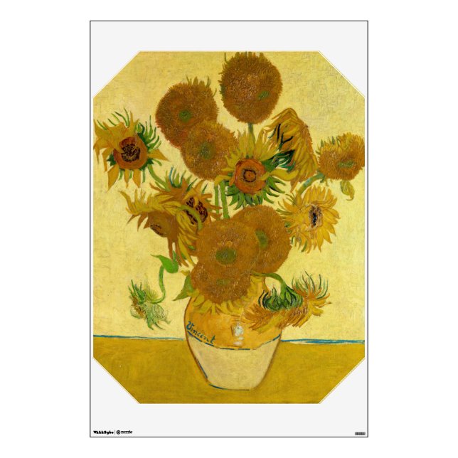 Van Gogh - Vase with 15 Sunflowers Wall Decal (Front)